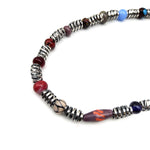 Spiral Silver & Red Glass Bead Necklace