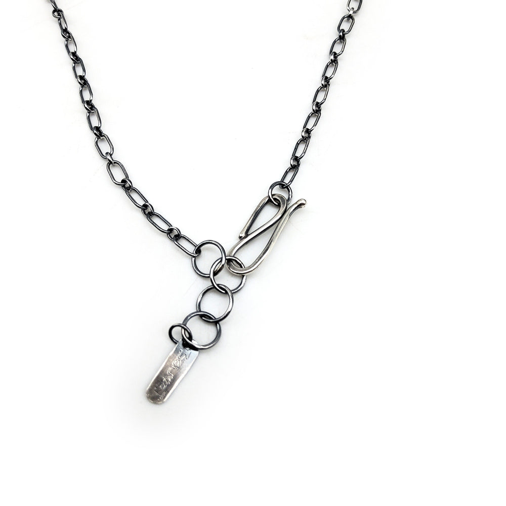 Spiral Silver & Blue Glass Bead Necklace