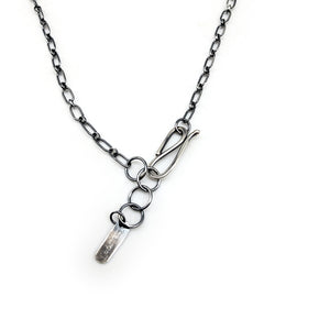 Spiral Silver & Blue Glass Bead Necklace