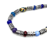 Spiral Silver & Blue Glass Bead Necklace