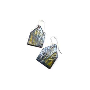 Blue Bamboo House Enamel Earrings