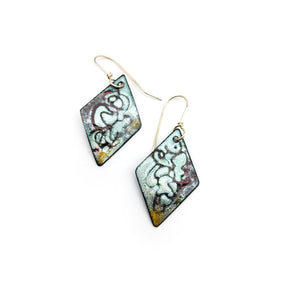 Diamond Abstract Swirl Enamel Earrings