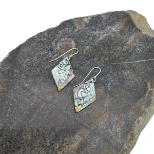 Diamond Abstract Swirl Enamel Earrings