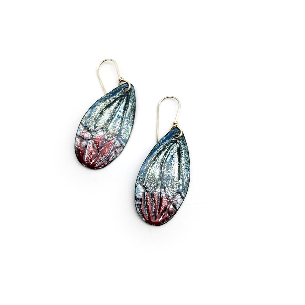 Oval Wings Enamel Earrings