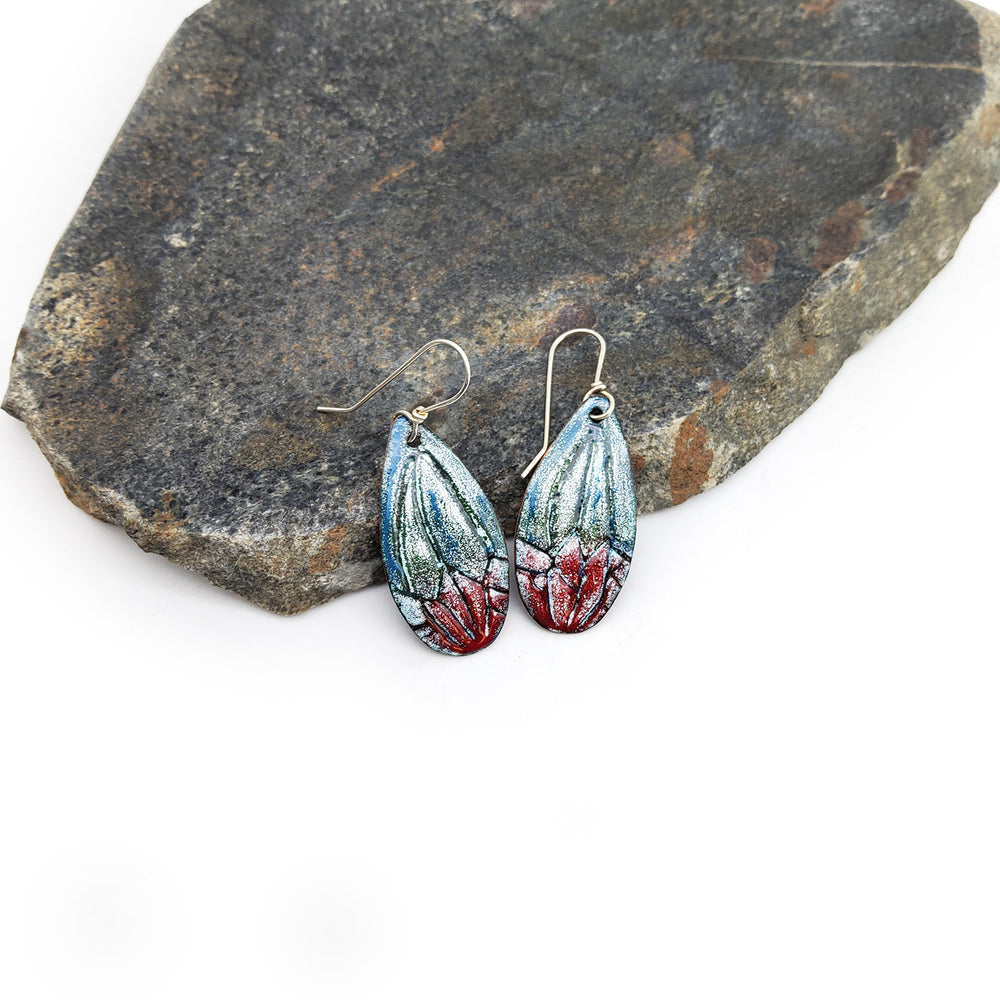 Oval Wings Enamel Earrings