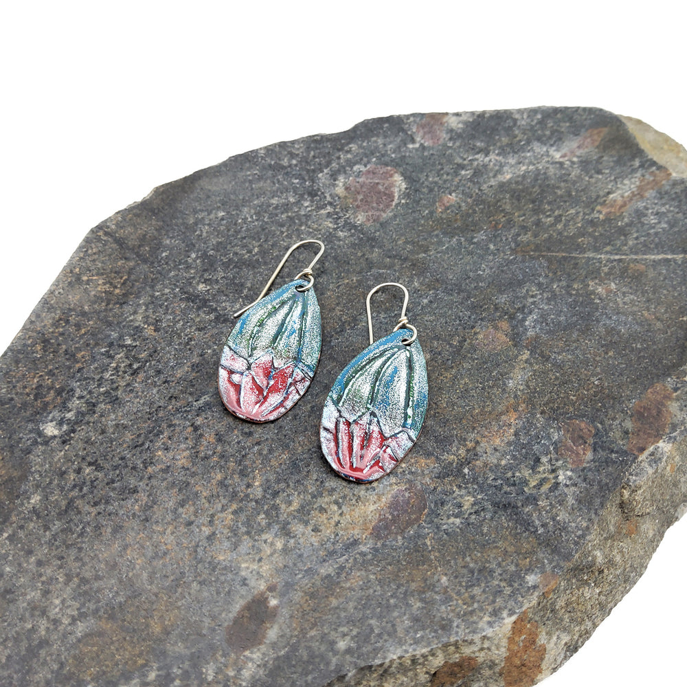 Oval Wings Enamel Earrings