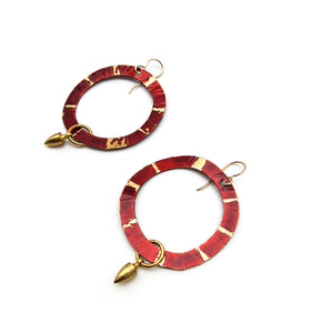 Hammered Red Earrings