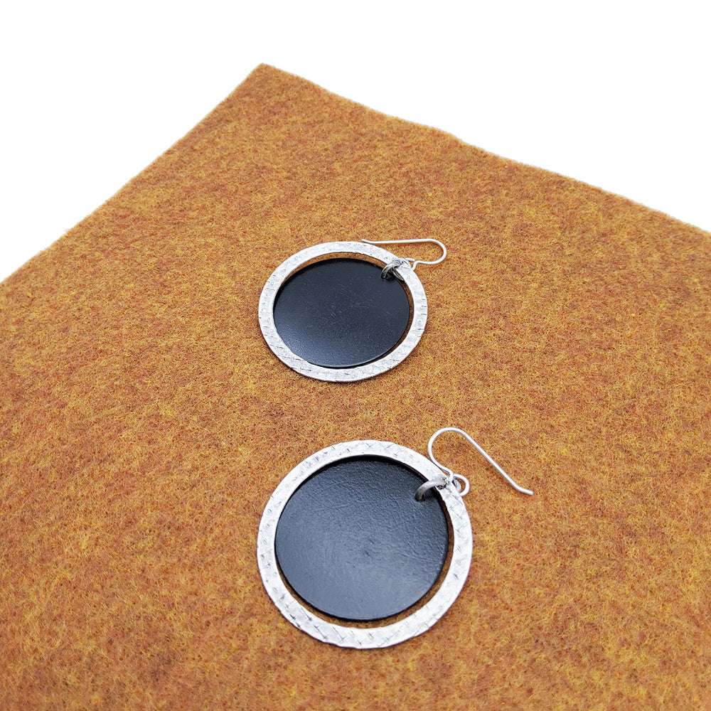 Black Disc Earrings