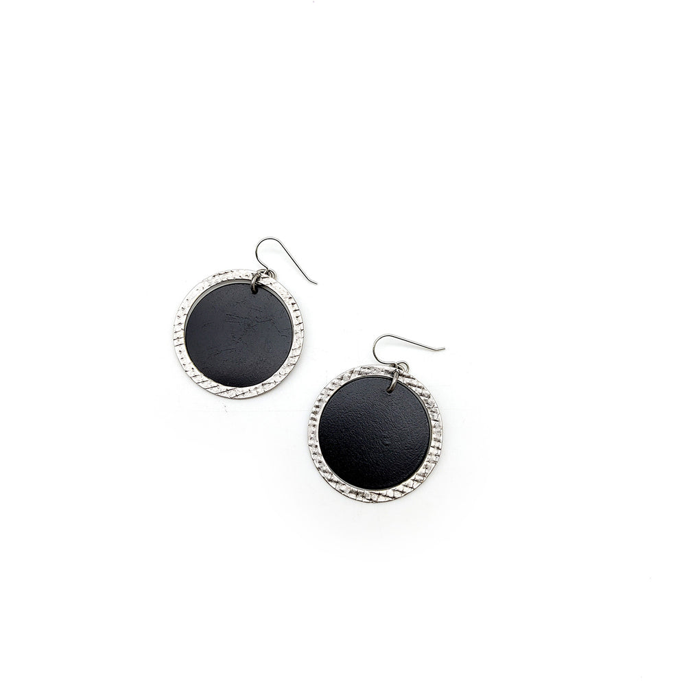 Black Disc Earrings