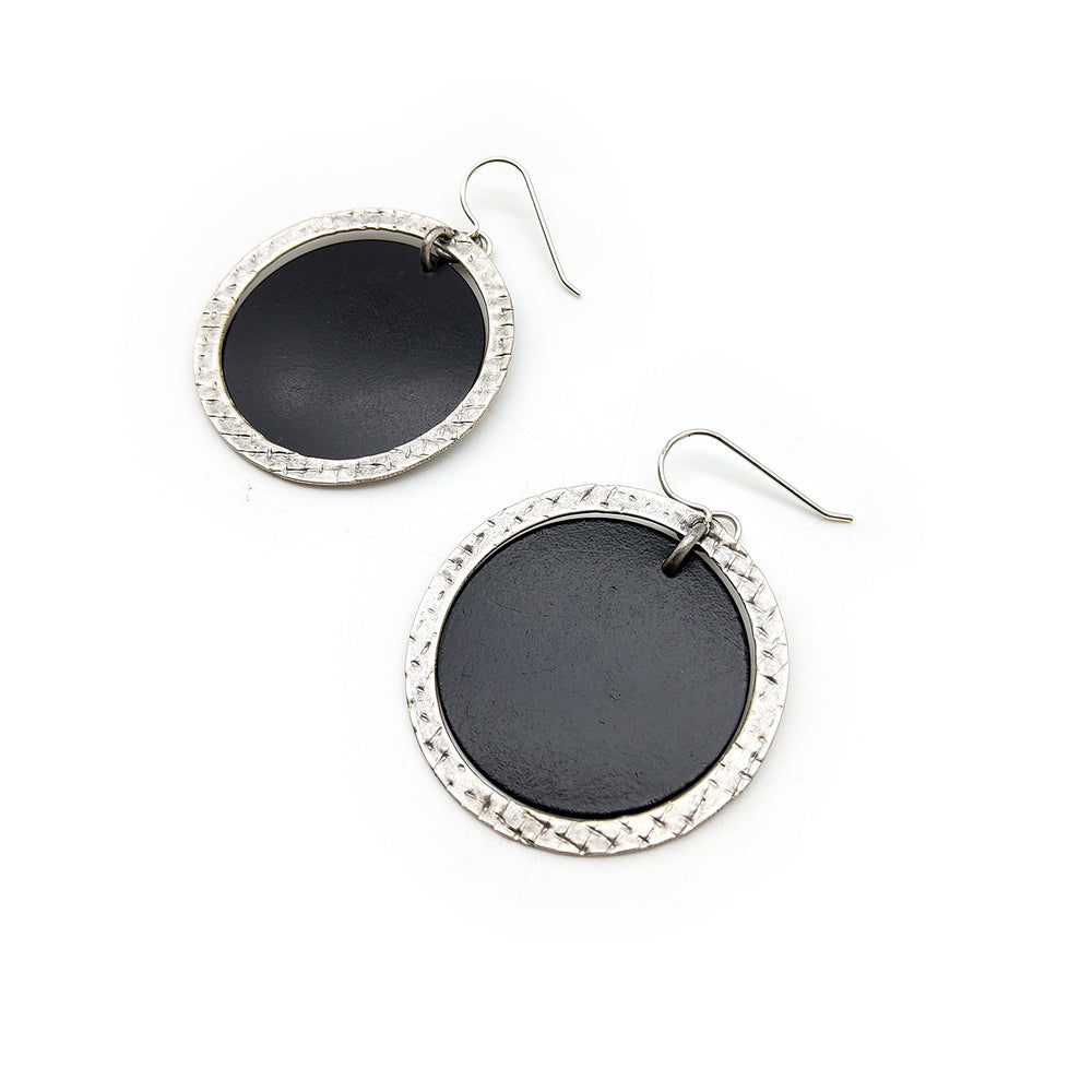 Black Disc Earrings