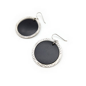 Black Disc Earrings