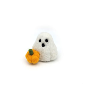 Boo! Felted Ghost and Pumpkin