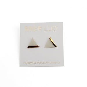 Gold Dipped Triangle Earrings White