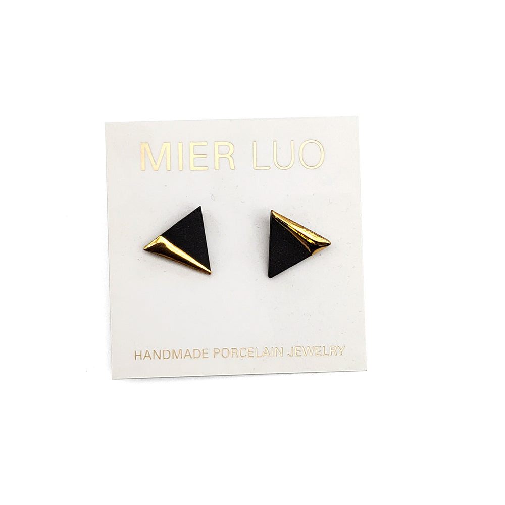 Gold Dipped Triangle Earrings Black