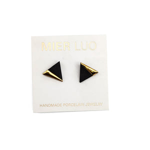 Gold Dipped Triangle Earrings Black
