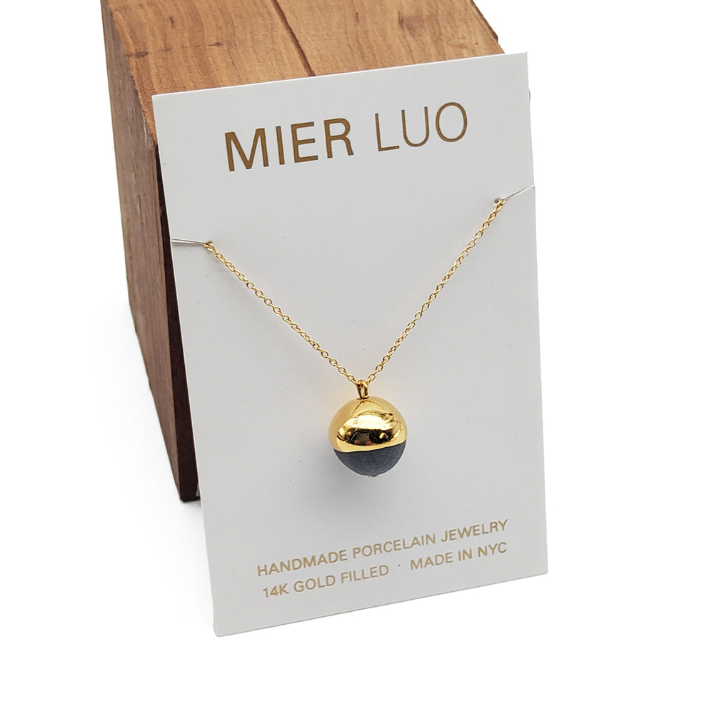 Gold Dipped Pearl Necklace Grey