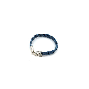 Blue Braided Leather Bracelet