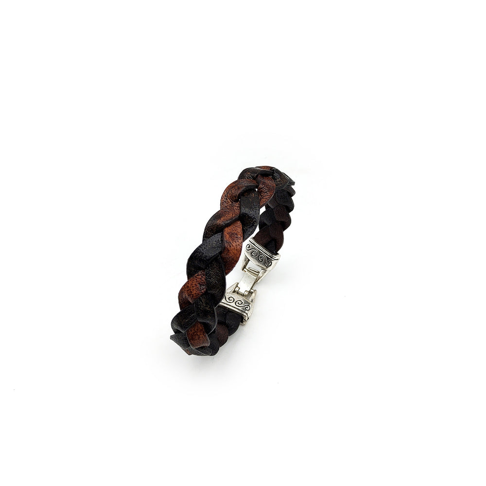 Brown/Black Braided Leather Bracelet