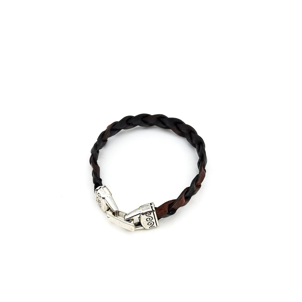 Brown/Black Braided Leather Bracelet
