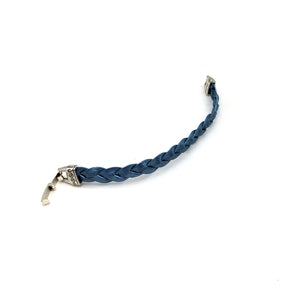 Blue Braided Leather Bracelet
