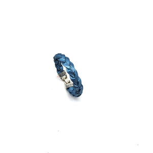 Blue Braided Leather Bracelet