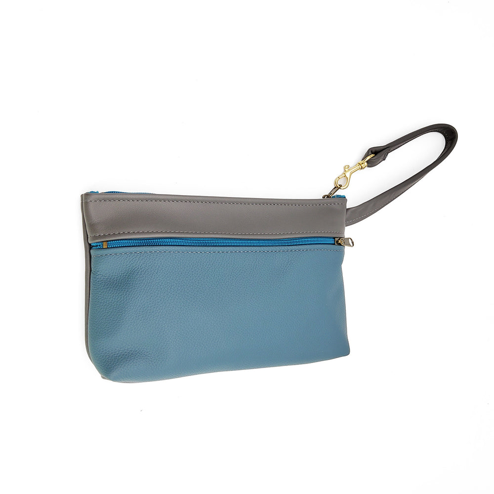 Blue and Grey Wrist Bag