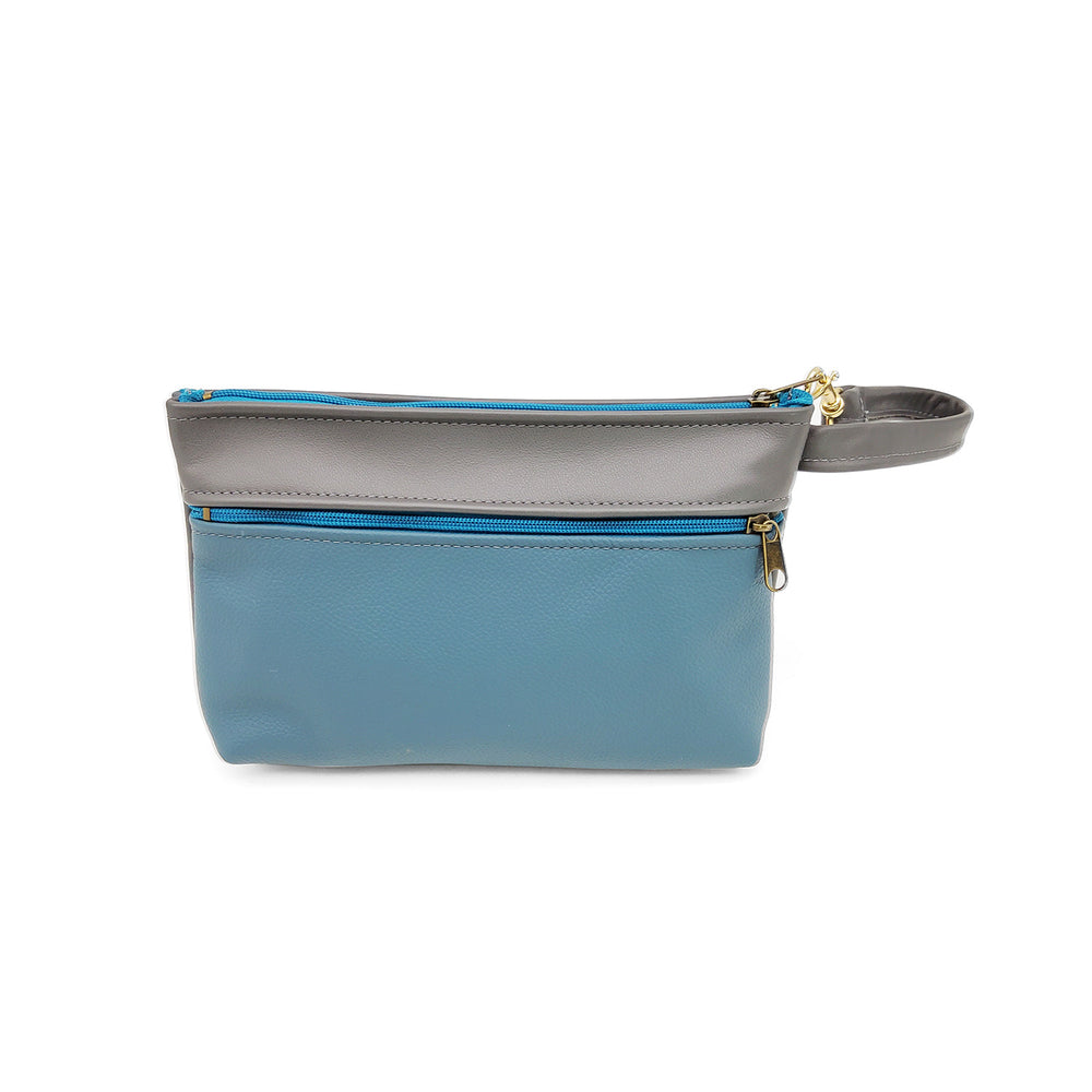 Blue and Grey Wrist Bag