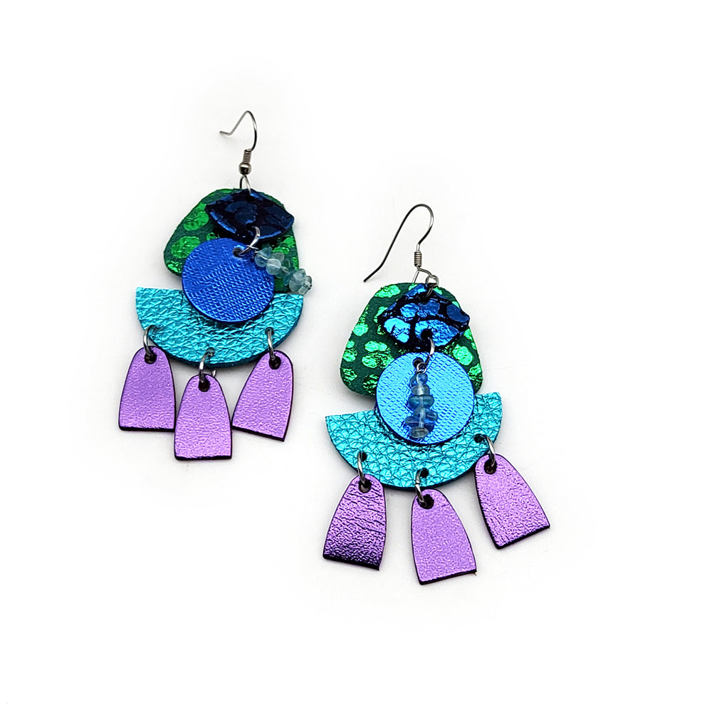 Iridescent Leather Earrings