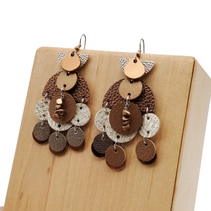 Gold and Silver Leather Earrings