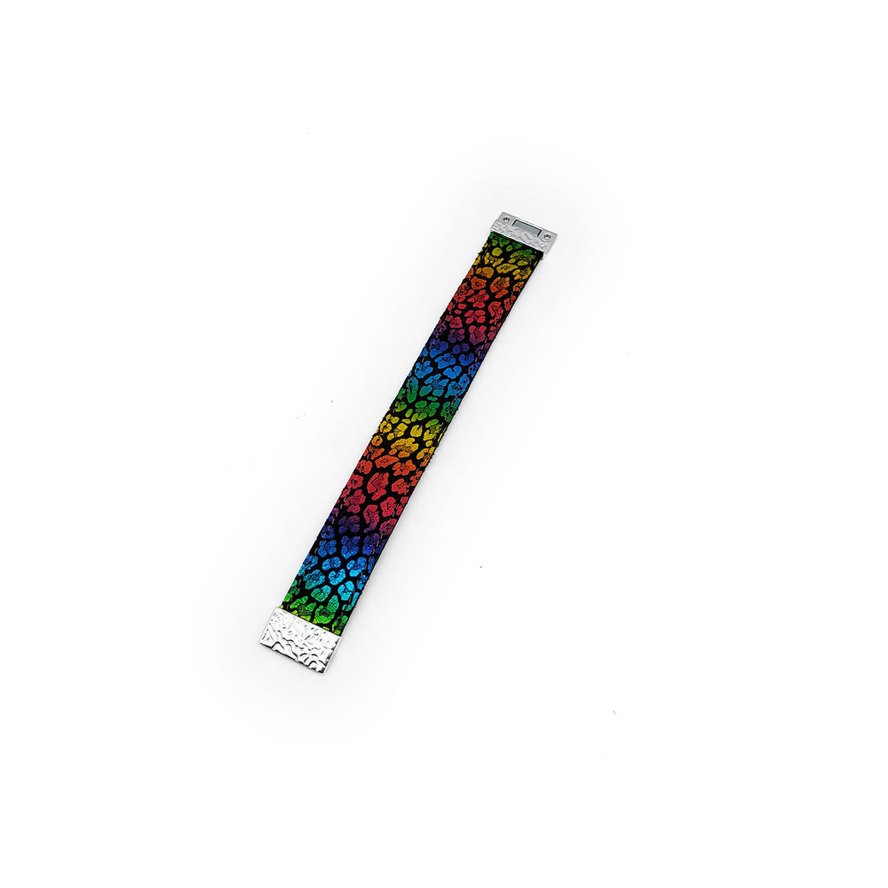 Rainbow Leopard Print Leather Bracelet