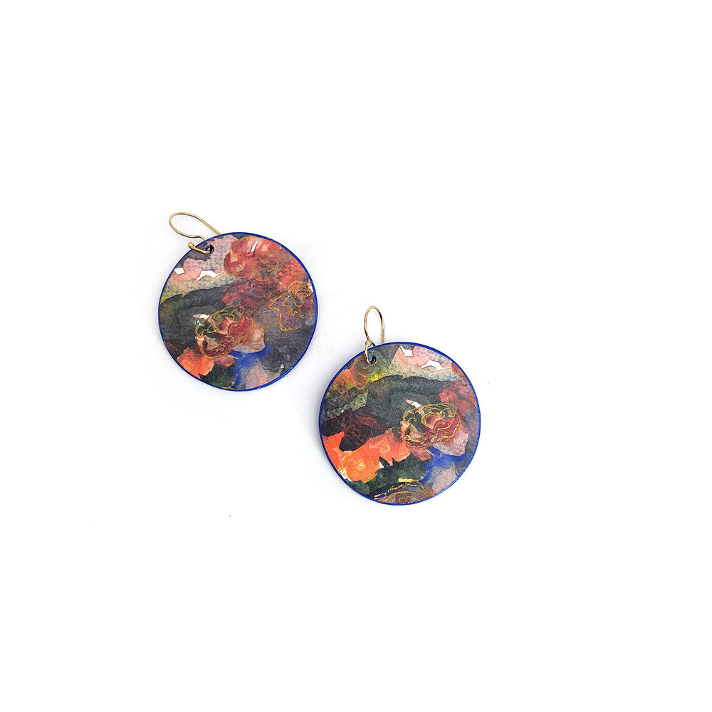 Abstract Flowers Watercolor Earrings