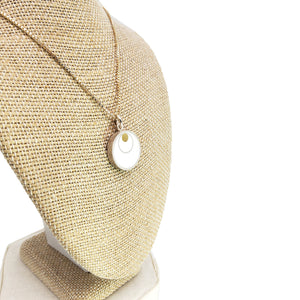 Silver Circle on Brass Dot White Pendant