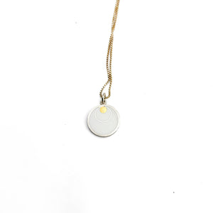 Silver Circle on Brass Dot White Pendant