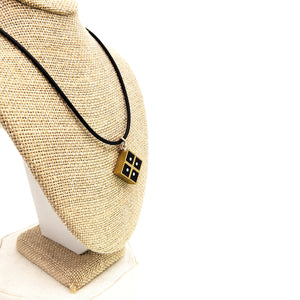 Black In Brass Squares w White Dot