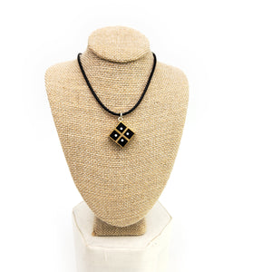 Black In Brass Squares w White Dot
