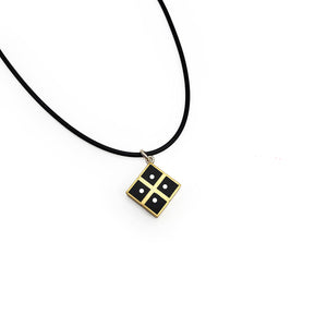 Black In Brass Squares w White Dot