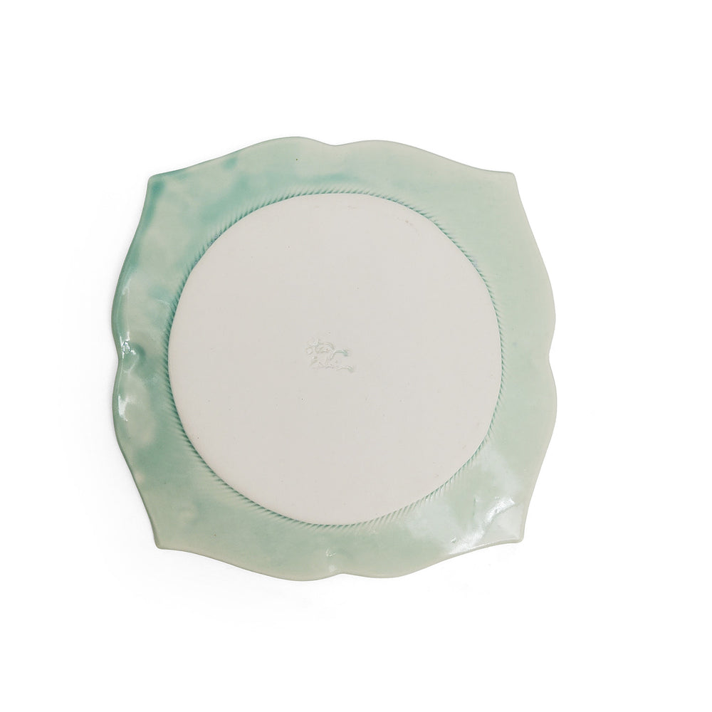 Green Floral Dessert Plate