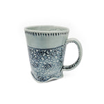 Blue Floral Fabric Button Mug