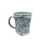 Blue Floral Fabric Button Mug