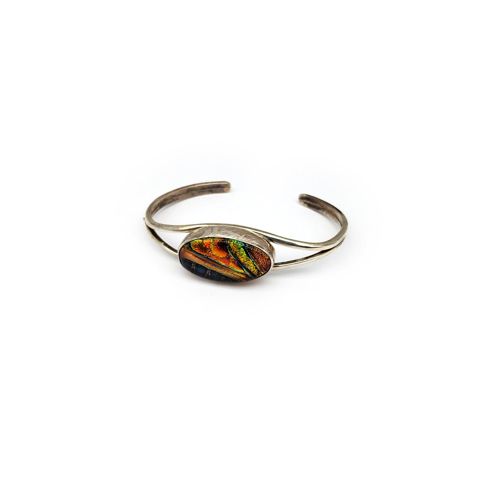 Dichroic Art Glass in Silver Bracelet