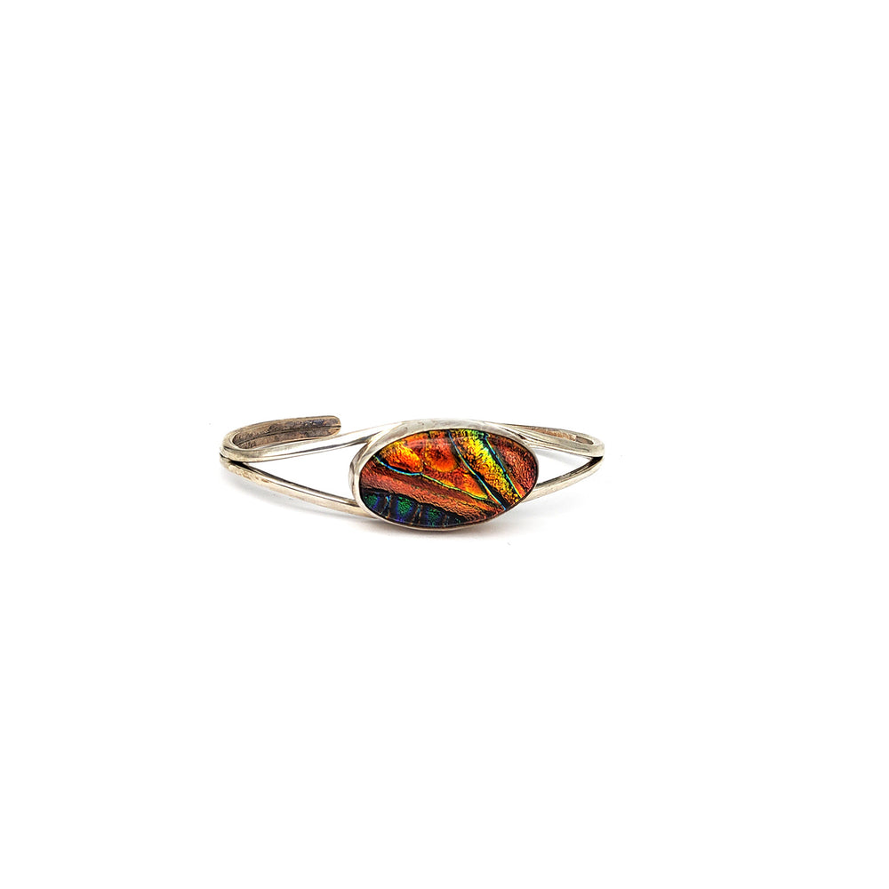 Dichroic Art Glass in Silver Bracelet