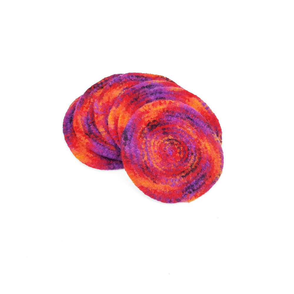 Purple and Orange Felted Coaster Set