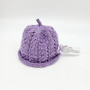 Purple Cabled Baby Hat 1-6 Mos