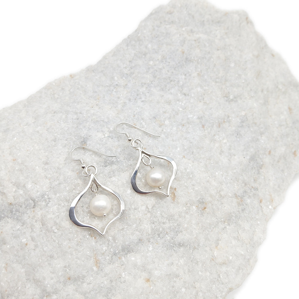 
            
                Load image into Gallery viewer, Sterling Silver Pearl Earrings
            
        