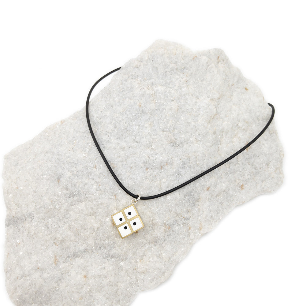 
            
                Load image into Gallery viewer, Brass and White Square Necklace
            
        
