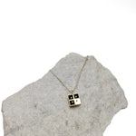 Black Dotted Square Necklace