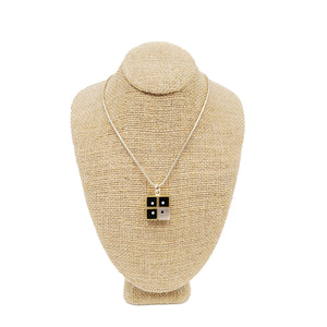 Black Dotted Square Necklace