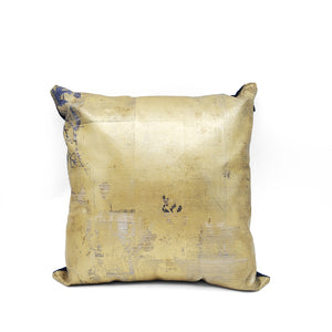 Hand Printed Gold and Blue Pillow