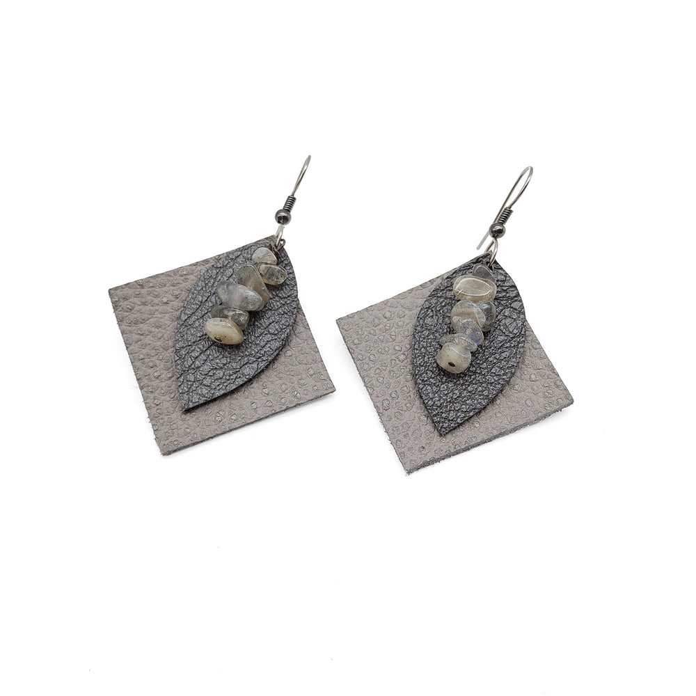 Labradorite Diamond Earrings