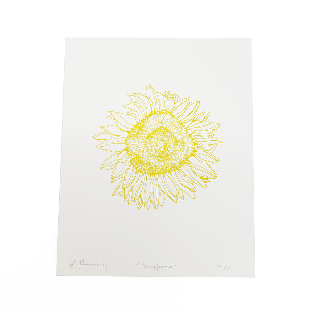 Sunflower Letterpress Print
